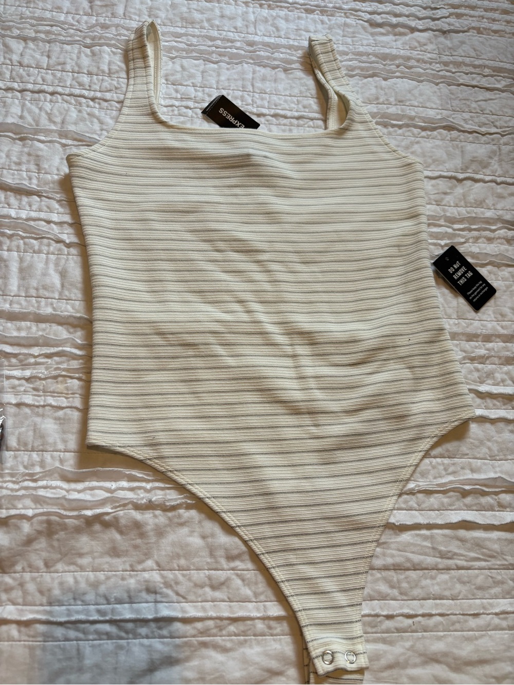 Express square neck striped bodysuit